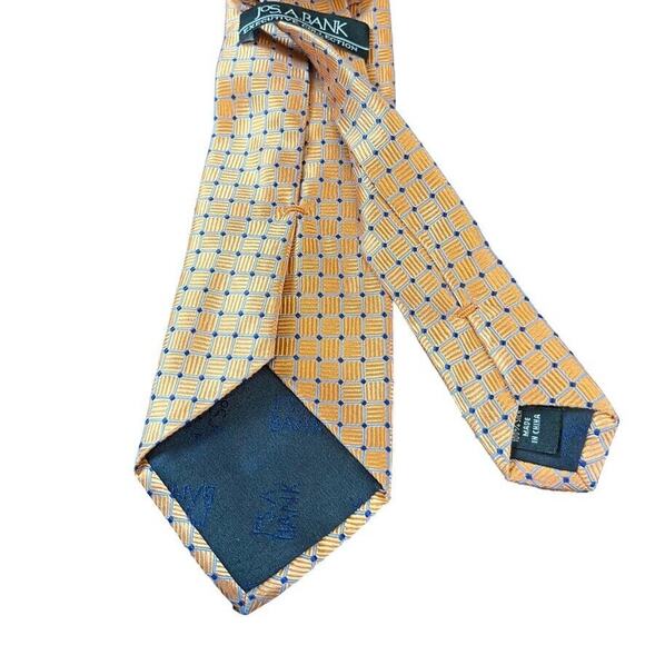 Jos A Bank Joseph Executive Collection Mens 100% Silk Orange Print Necktie Tie - Picture 12 of 16